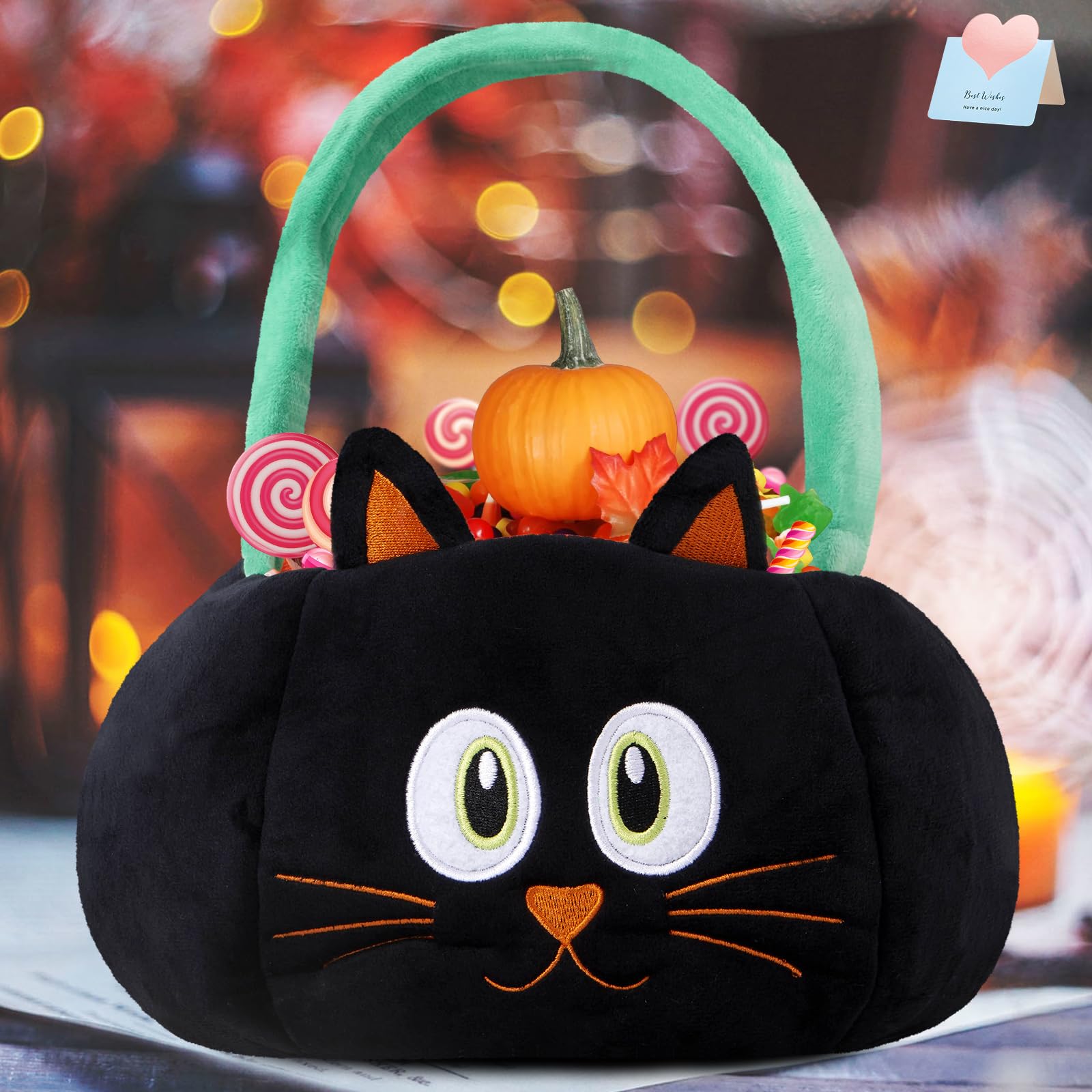 Amazon.com: Athoinsu 2025 Halloween Treat Plush Goody Basket Black